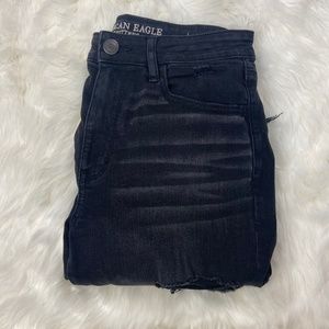 Black Hi-Rise Destroyed American Eagle Jegging Jeans